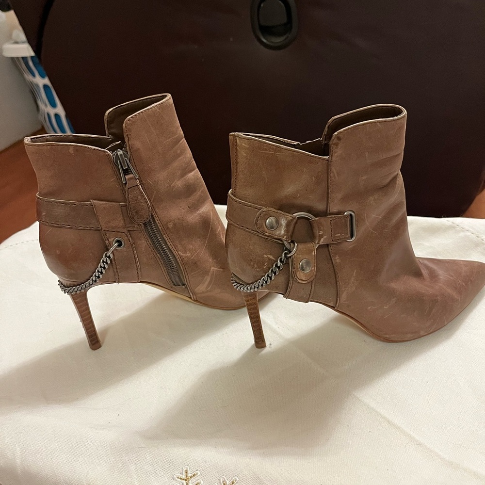 Guess Tan Heeled Boots with Chain Detail